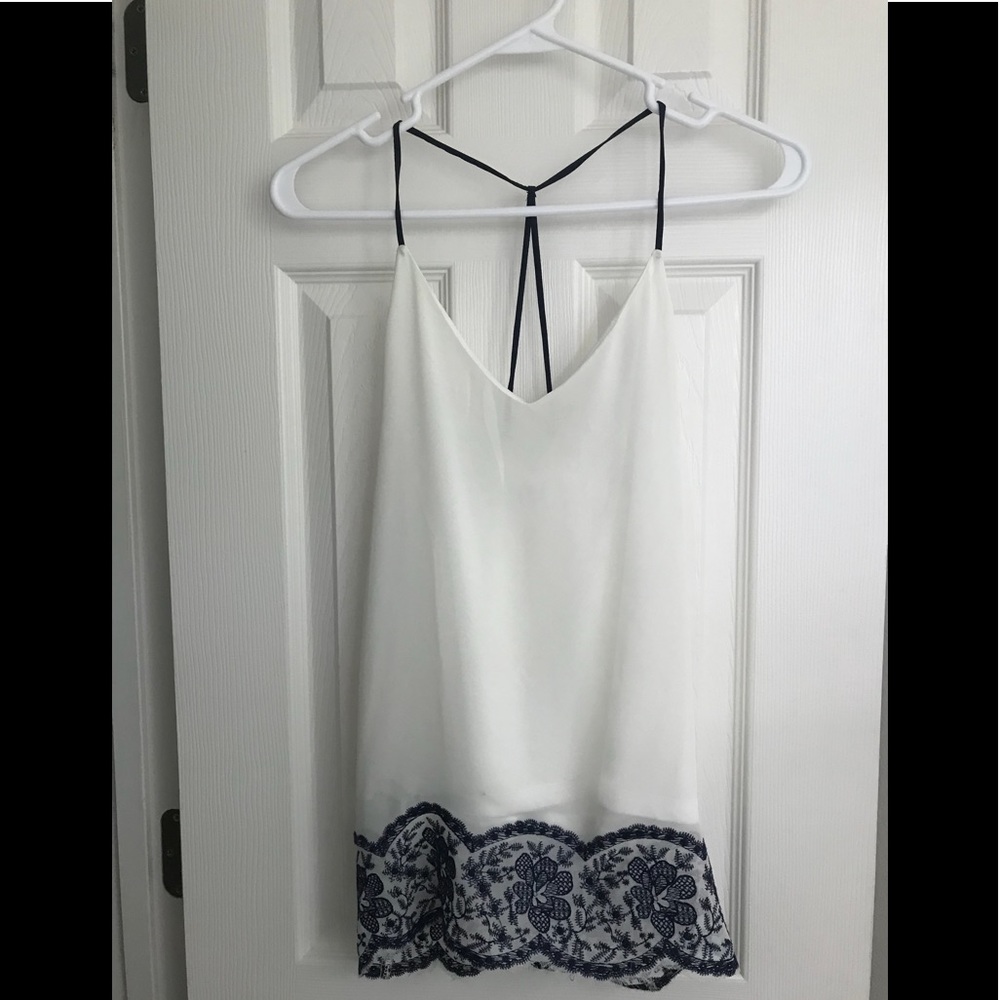 White Camisole with Black Lace Trim NWOT